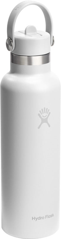 Hydro Flask 621 ml Standard Mouth bottle with straw cap in White
