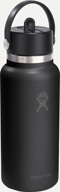 Hydro Flask Wide Mouth 946 ml with Straw Cap in Black