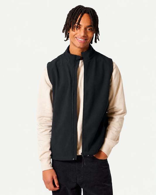 Stanley/Stella Men's sleeveless softshell jacket in Black