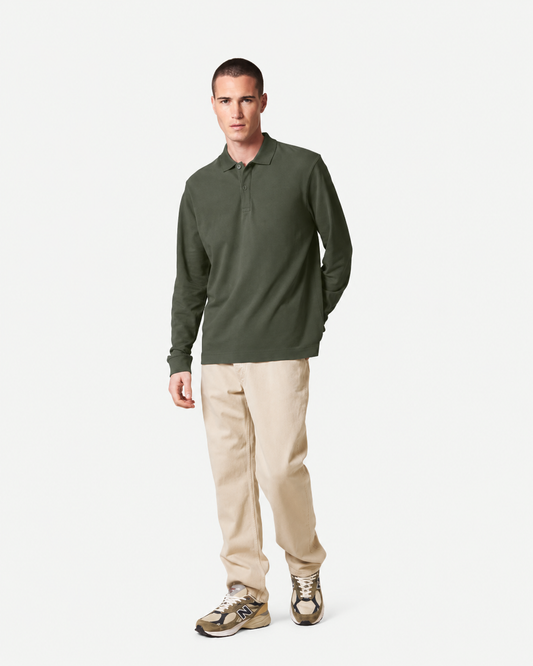Stanley/Stella Long-sleeve polo in Khaki