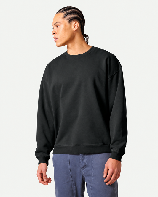 Stanley/Stella Garment-dyed oversized crewneck sweatshirt in G. Dyed Black Rock