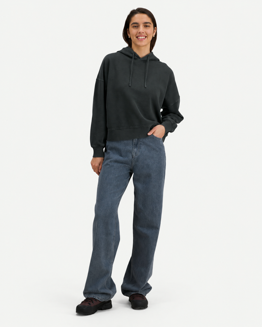 Stanley/Stella Women's garment-dyed hoodie in G. Dyed Black Rock